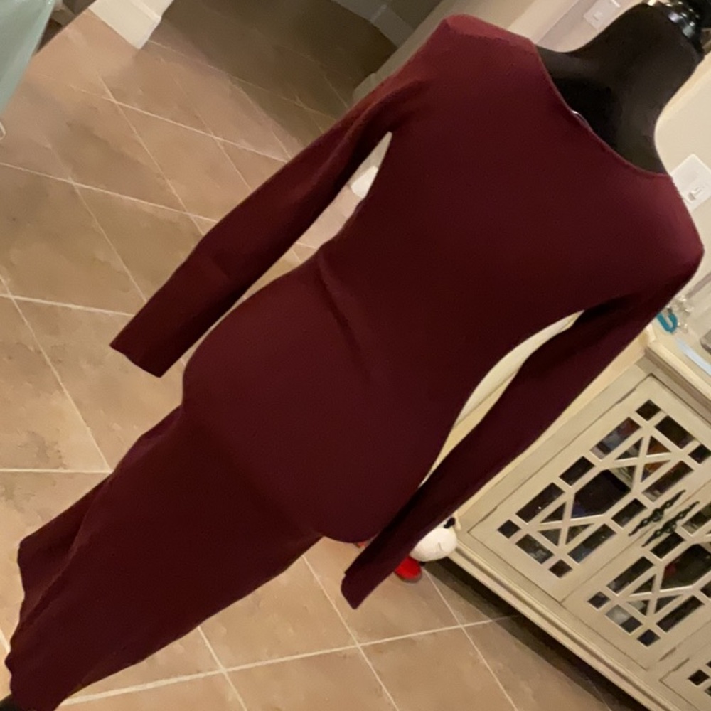 Gilli Wine Colored Ribbed Side Drawstring Dress,S… - image 5